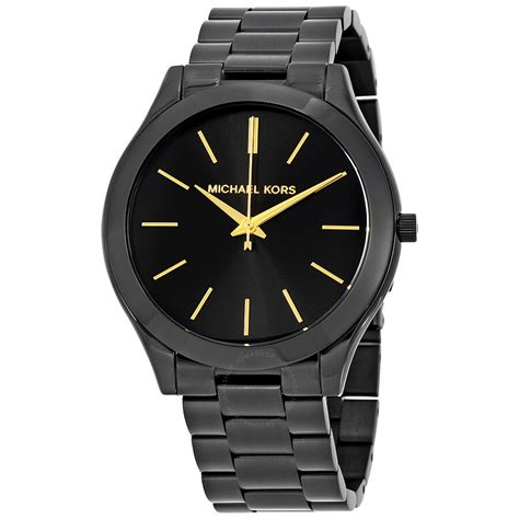 michael kors watches black pu runway watch|Michael Kors slim runway 44mm.